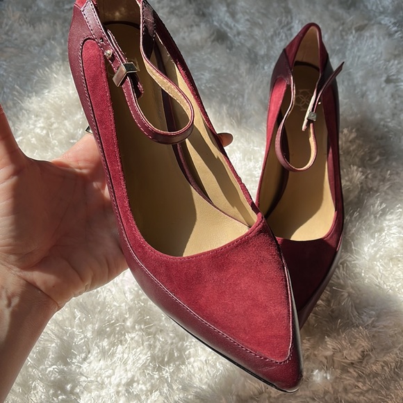 Burgundy Ann Taylor Leather/Suede Kitten Heels - Picture 2 of 6